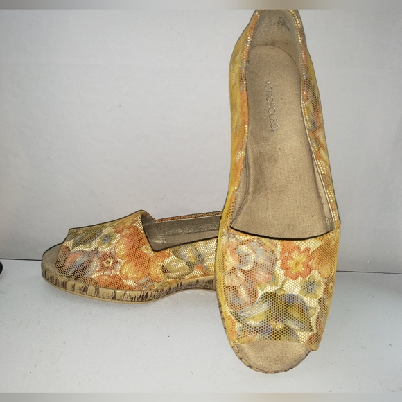 AEROSOLES * Peep Toe ShoesWedge Multi Floral Spring Break Leather Upper SZ 6M - Picture 10 of 11